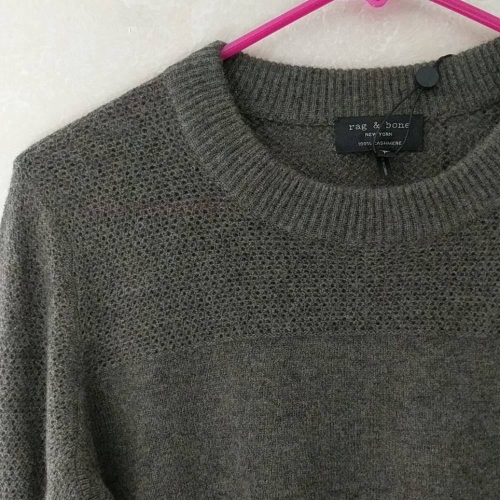 Rag & Bone Army Yoke Cashmere Crew Sweater Green - Picture 6 of 8